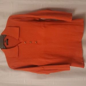 Orange Ribbed Long Sleeve Top